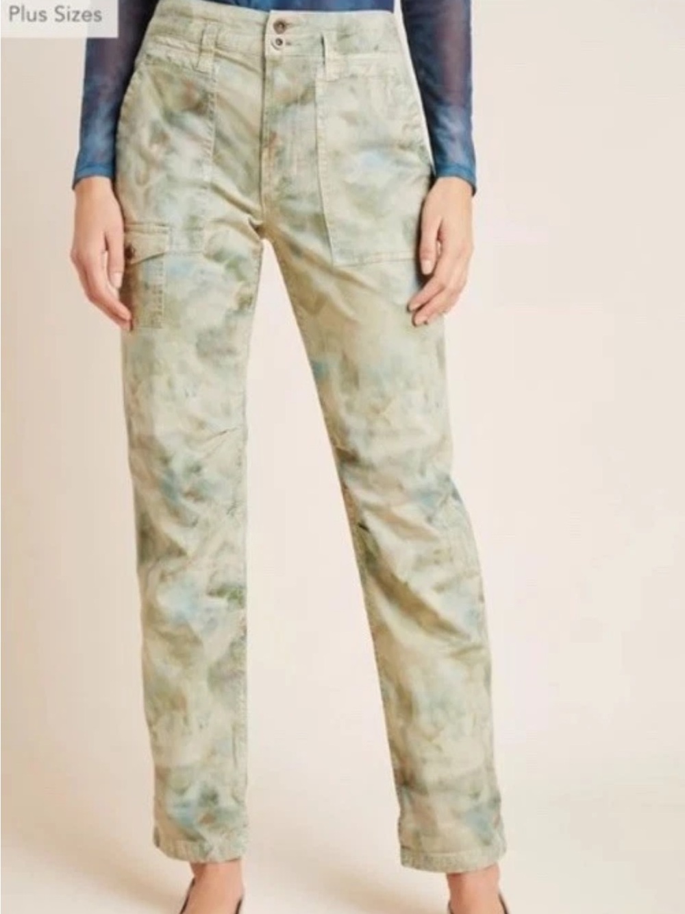 Anthropologie The Wanderer Cargo Pant Size 26 Army Green Mid-rise Straight Leg